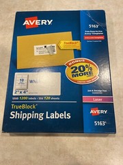 AVERY 1200 5163 2″x4″ TrueBlock White Shipping Laser Labels Brand NEW Original