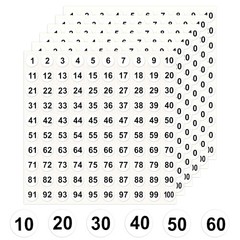 Number Stickers 1-100, 2500 Consecutive Vinyl Stickers Self-Adhesive Small Round
