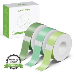 3 Rolls Genuine P21 Label Maker Tape, 14x40mm, 180 Tapes/Roll, Green Tones