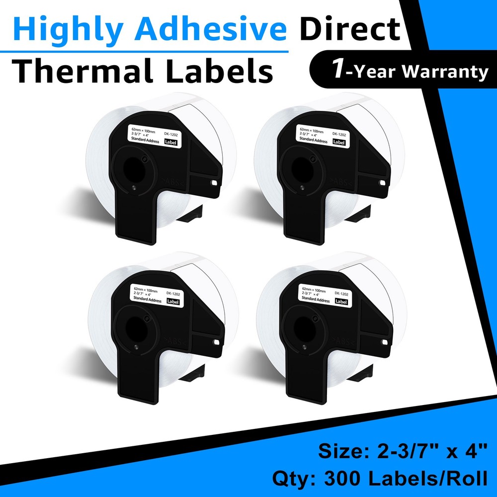 Replacement with Brother QL DK-1202 Shipping Labels 2.4″x3.9″ 300/Roll 4 Rolls