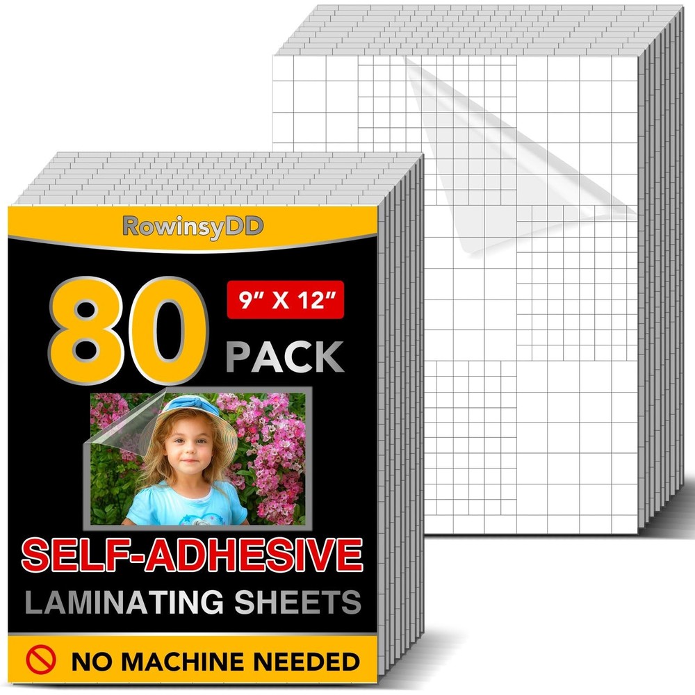 80 PCS Self-Adhesive Laminating Sheets, 9 x 12 Inches Clear Laminating Sheets…