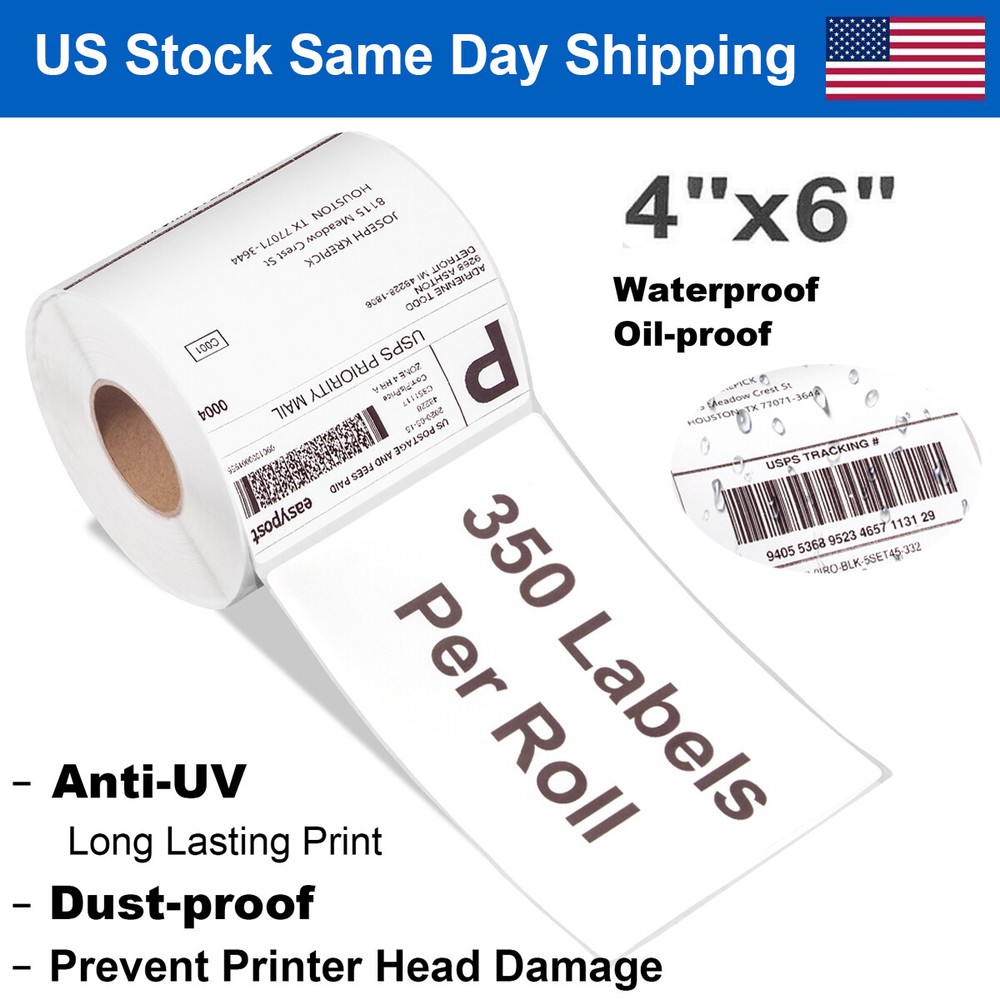 350 Labels/Roll 4″ x 6″ Thermal Label Self Adhesive Blank Label Paper for Zebra