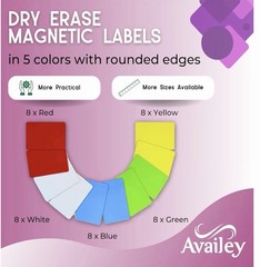 Availey 60 Pieces (3.2 X 1.2) Magnetic Dry Erase Labels – Reusable Strip Color..