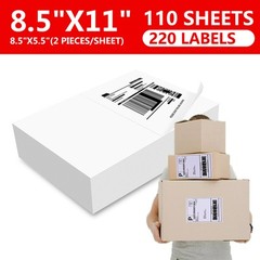 220 Half Sheet 8.5×5.5 Shipping Labels Square Corner Self Adhesive 2 Per Sheet