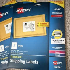 Avery 15264 TrueBlock Shipping Labels White 3 1/3″ x 4″ Lot of 4 Packs