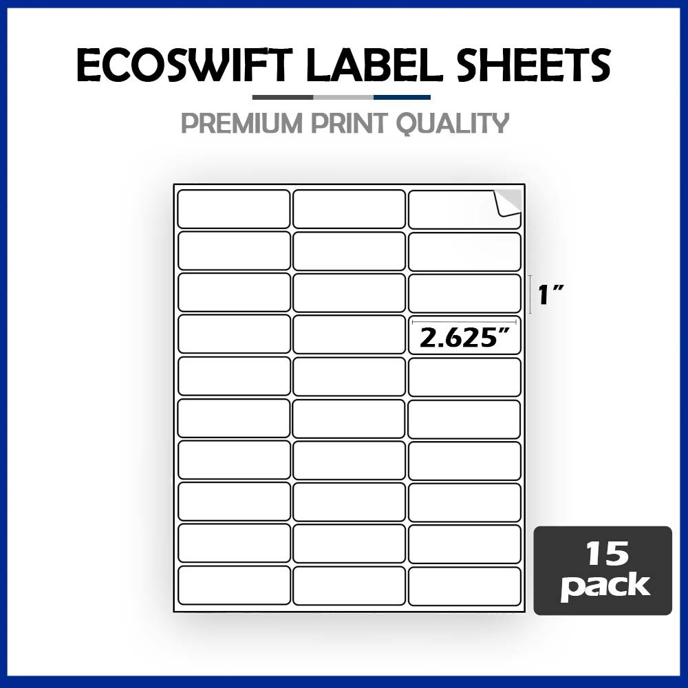 (450) 1 x 2 5/8 “EcoSwift” Laser Address Shipping Adhesive Labels 30 per sheet