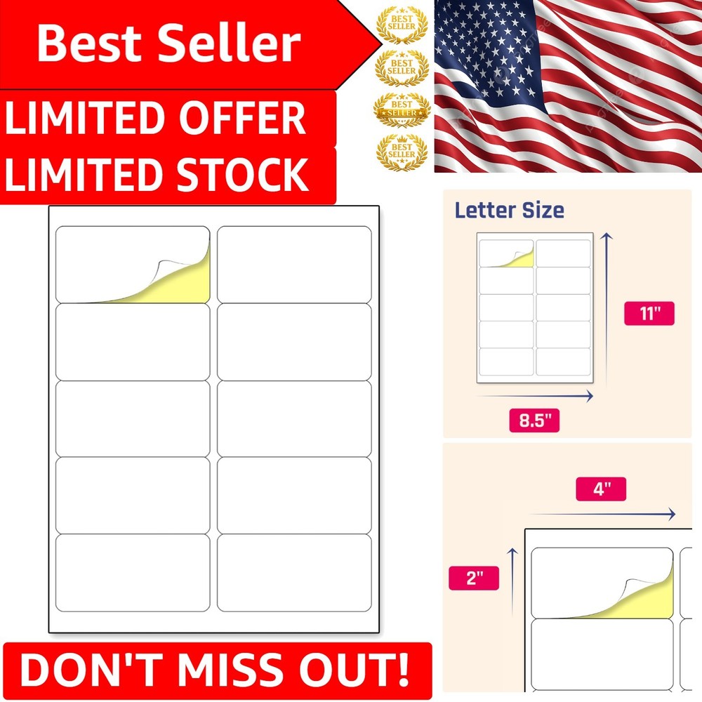 Self-Adhesive 2″ x 4″ Sticker Labels – 300 Count for Inkjet & Laser Printing