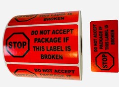 500 4″x2″ Stop Do Not Accept Package if label Seal is Broken Warranty labels