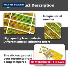 380pcs Hologram Tamper Proof Stickers Security Labels Genuine Warranty Void Seal