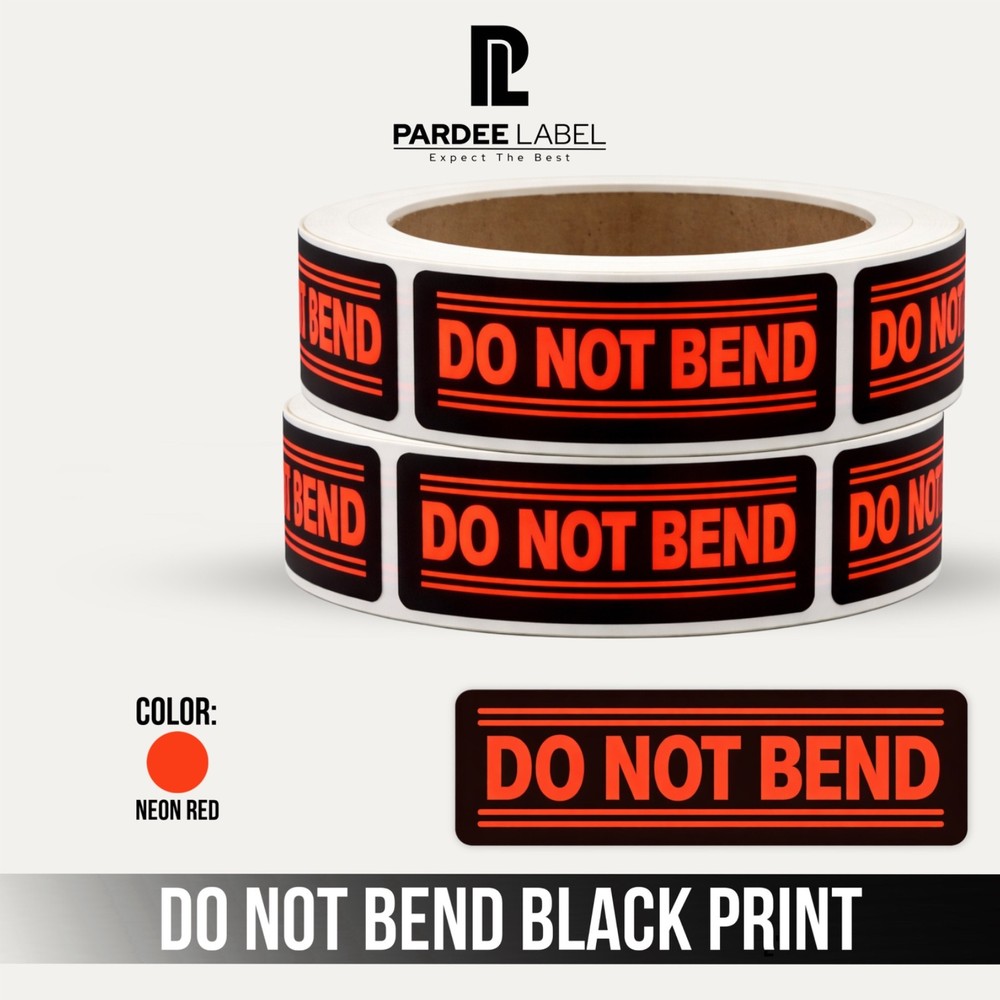 DO NOT BEND Stickers 1″x3″ Neon Red Labels – 250/Roll – Shipping Warning Labels