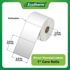 3″ x 3″ Thermal Label Rolls – 2100 Blank White Adhesive Stickers for Printers
