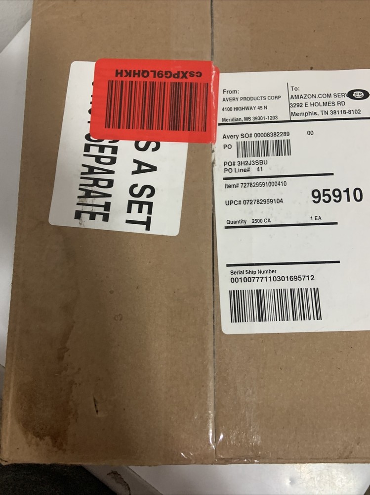 Avery Shipping Labels TrueBlock Technology Inkjet/Laser 2×4 White 5000 Labels