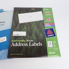 Avery EcoFriendly White Address Labels Lot of 3 Packs – 2 Opened, 1 Sealed