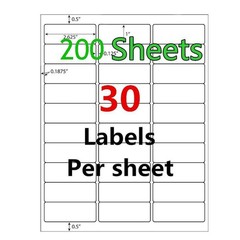 200 Sheets 1″x2 5/8″ 30UP Address Shipping Mailing Labels Self-Adhesive Stickers