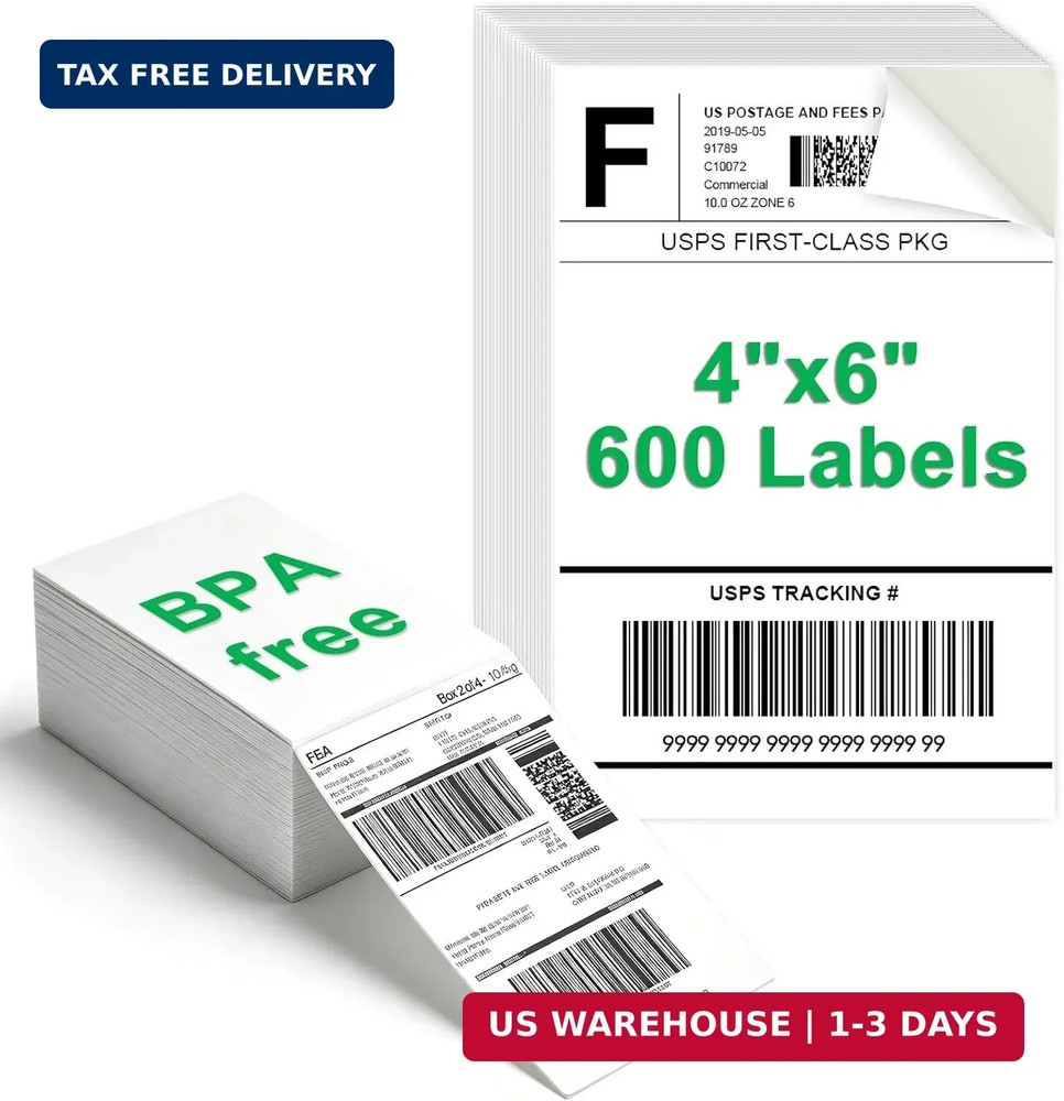 4×6 Inch Shipping Label Paper, Direct Thermal Label, Self-Adhesive & Waterproof,
