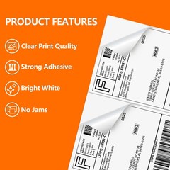 100 Half Sheet Shipping Labels 5.5″ x 8.5″ Address Blank for Laser/Inkjet Pri…
