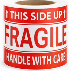 3X5 Inch – 100 Fragile This Side up Stickers for Shipping – Easy Tear, Permanent