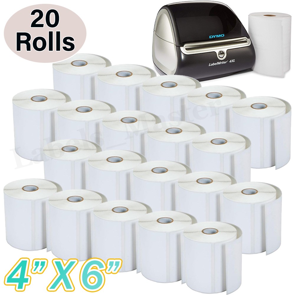 20 Rolls DYMO 4XL Shipping Labels 4×6 Compatible 1744907 Direct Thermal Printer