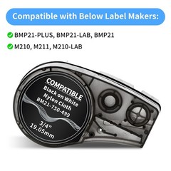 Labelife Compatible Label Tape Replacement for M21-750-499 Black on White Nylon