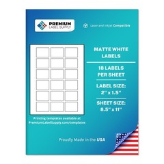 White Sticker Labels – 2″ x 1.5″ – Laser/Inkjet Compatible – (18 per Sheet), …