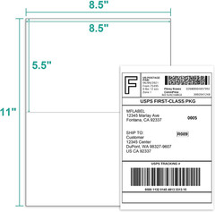 MFLABEL Half Sheet Label Laser/Ink Jet Shipping Label 8.5 X 11 Inches Packaging