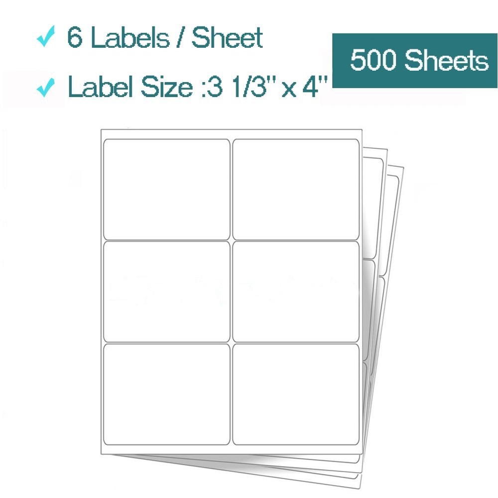 3000 Address Shipping Labels 3 1/3″ x 4″ Compatible Laser Inkjet Printers 6-up