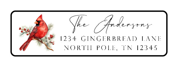 400 Cardinal #2 Personalized Return Address Labels. 1/2 inch by 1 3/4 inch