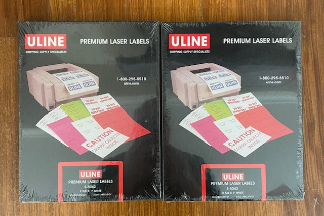 Lot of 2 Uline S-5042 Premium Laser Labels White 2 5/8″ X 1″ 3000 Labels Sealed