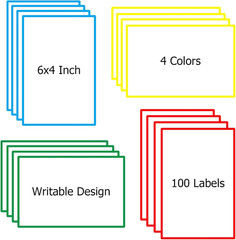 6×4 Inch Large Moving Box Labels, 100 Pack 4 Color Coded Blank Stickers for Pack