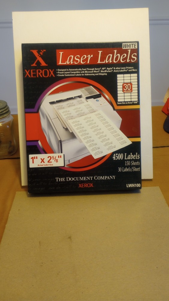 Xerox White Laser Labels 1″ x 2 5/8″ 4500 Labels 150 Sheets (White) – LWH100