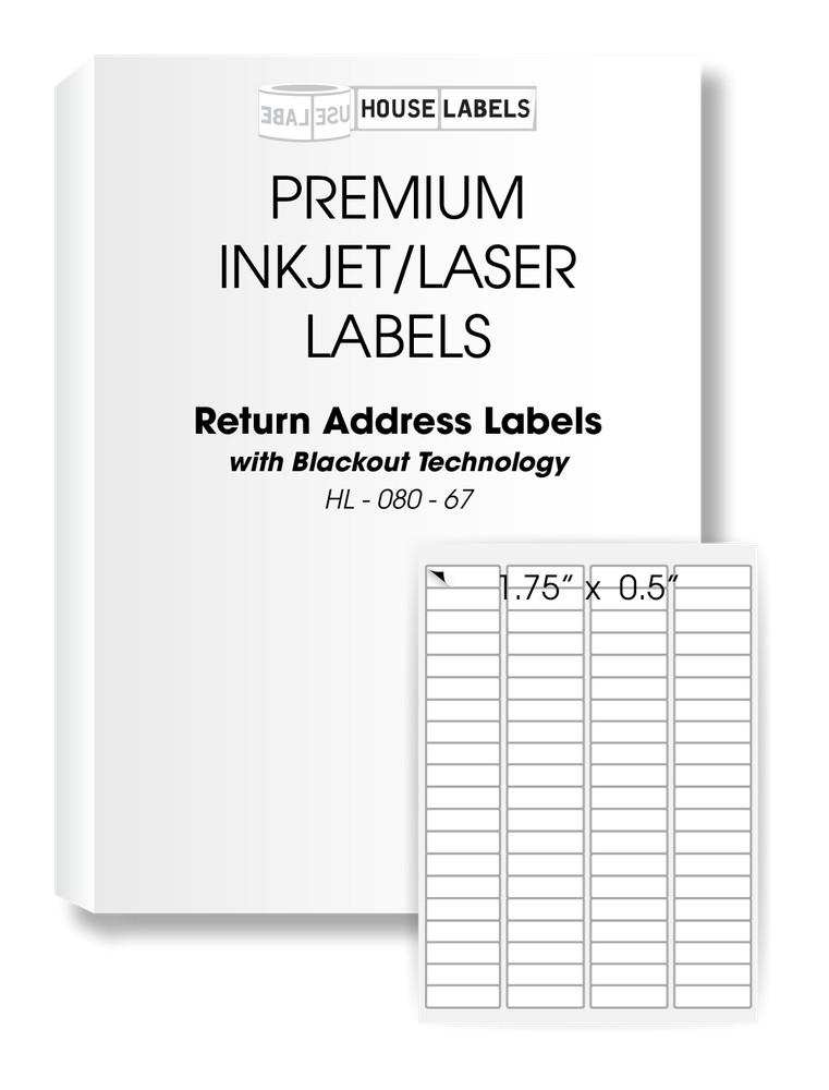 100 Sheets 8000 Labels BLACKOUT 1.75×0.5 FAST PEEL 80UP Return Address Labels