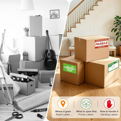 160-Count Moving Box Labels, 5 X 3 Inch Color-Coded Labels for Packing Boxes, 4