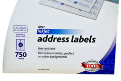 Office Depot 750 Clear Inkjet Address Labels 1″x2-5/8″, Same as Avery 8366