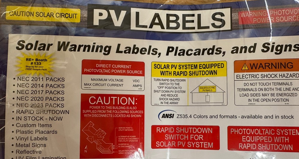 PV Labels Premium Reflector Electric ￼Etc Labels Signs Brand New All Types