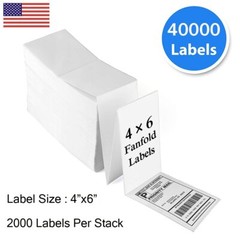 40000 Fanfold 4×6 Direct Thermal Shipping Labels for Zebra and Rollo Printer US