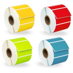 ZEBRA 2.25 x 1.25 Direct Thermal Labels RED BLUE YELLOW GREEN – 4 Rolls 1 Each