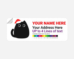 Personalized Santa Hat Black Kitten Theme Address Labels Stickers 2.625″x01″
