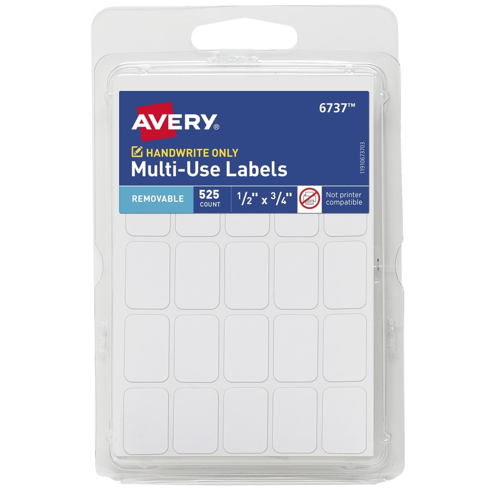 Multi-Use Removable Labels, 1/2″ X 3/4″, White, Non-Printable, 525 Blank Labels