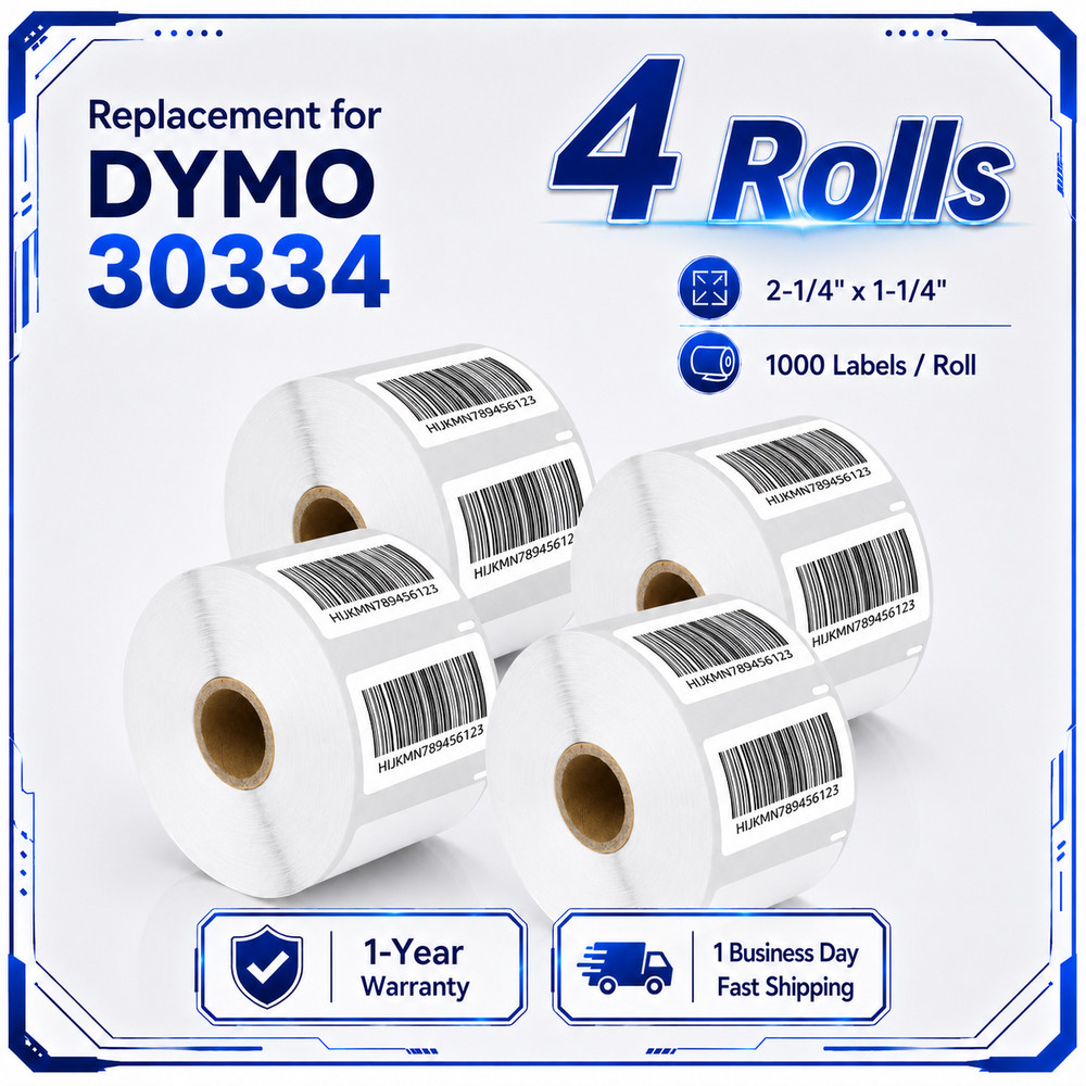 4Rolls Compatible DYMO 30334 Multipurpose Barcode Labels 2-1/4″ x 1-1/4″ LW450