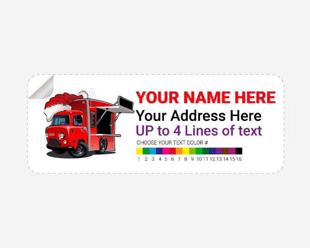 Personalized Xmas Cartoon Food Truck Theme Address Labels Stickers 2.625″x01″