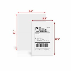 4000 Half Sheet Shipping Labels 8.5×5.5 Self Adhesive For USPS Paypal eBay DHL