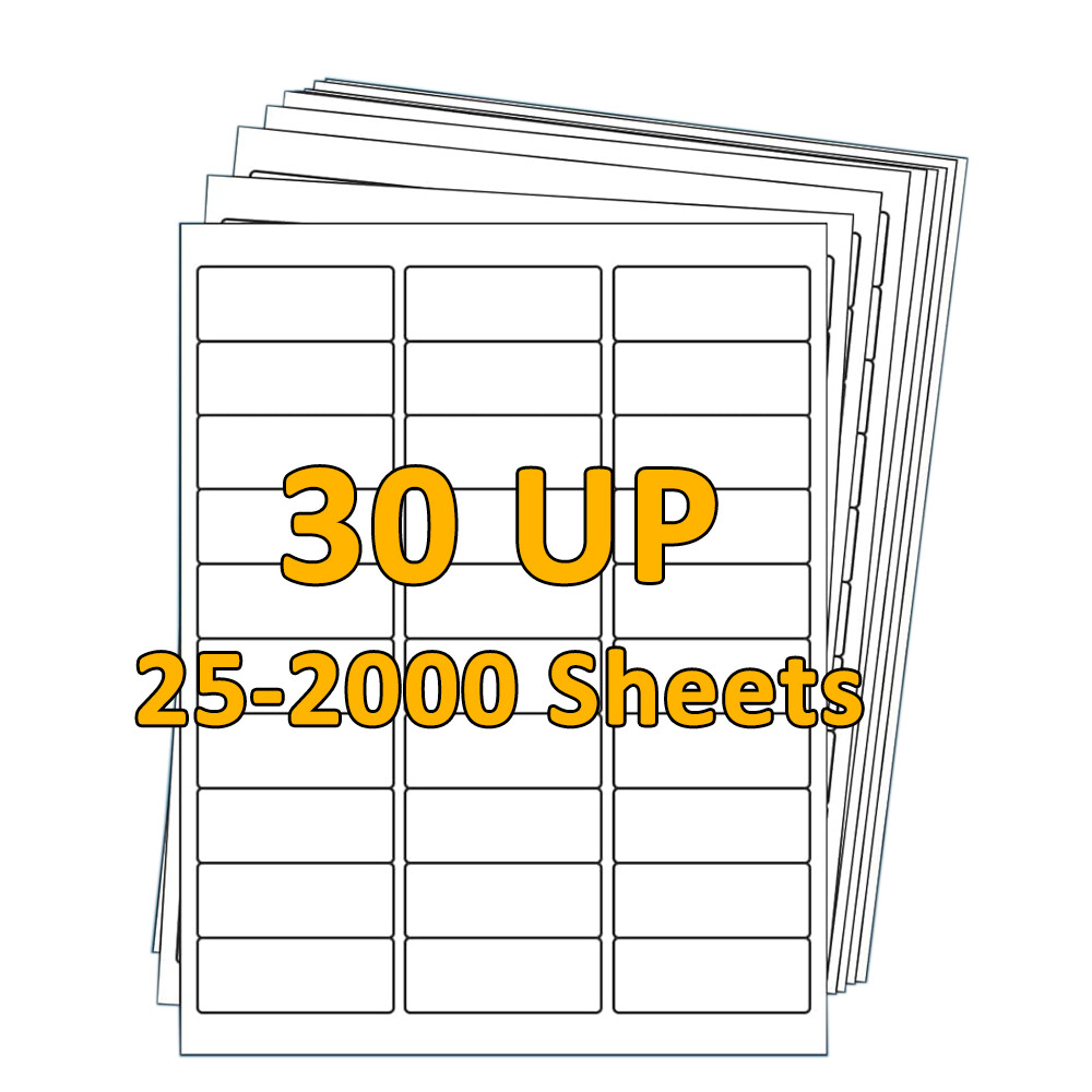 1″ x 2 5/8″ Address Shipping Labels Self-Adhesive Blank for Laser & Inkjet 30 UP