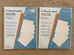 MaxGear 2” Round Printable Labels 2 Packs = 60 Sheets 720 Labels Matte White