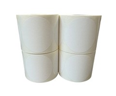 4″ Round Direct Thermal Label White Zebra 1″ Core – (4) Rolls, 1400 Labels Total