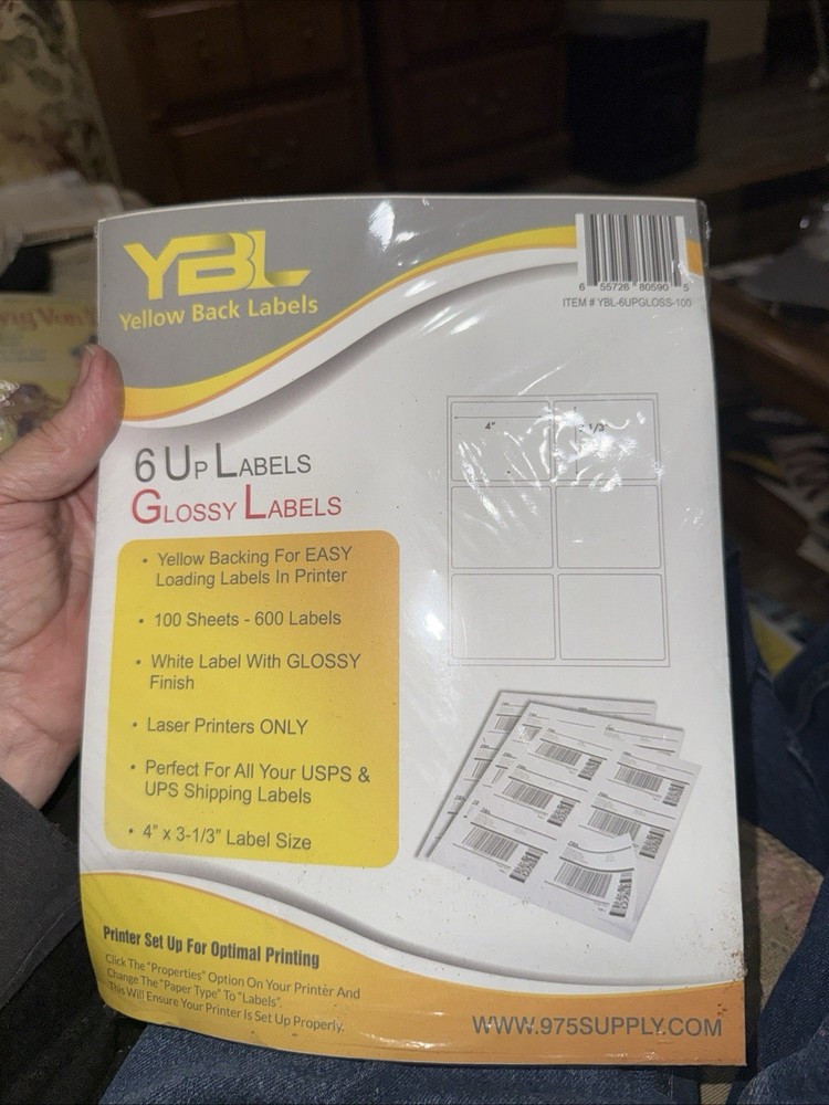 Amazon FBA Imprint 6up Labels for Shipping 4″ x 3 1/3″ 3,600 Labels YBL. New