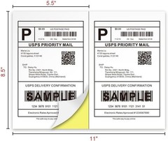 200 Premium Self Adhesive Blank Shipping Labels Half Sheet 8.5×5.5 2 Per Sheet
