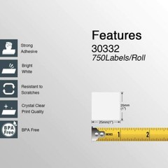 3Rolls Square Thermal Paper 750 Labels 1″ x 1″ for Dymo 30332 LabelWriter SE450