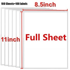 8.5″ x 11″ Labels Full Labels, Adhesive Printable White Sticker for Laser & I…