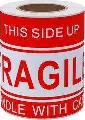 Hybsk This Side Up Fragile Stickers 4″*6″ Handle with Care 4×6 inch, Red
