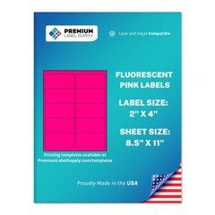 5000 Fluorescent Pink 2″ x 4″ Neon Color Address Labels 10 per sheet